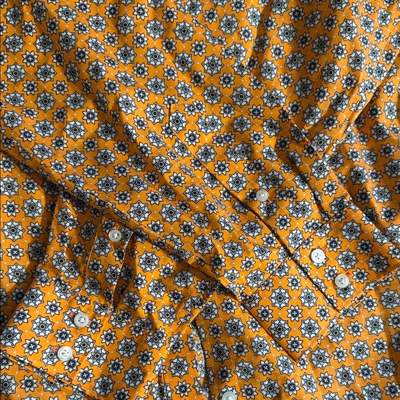 Lands' End Women's Orange Floral Button Down Shirt - Picture 3 of 4